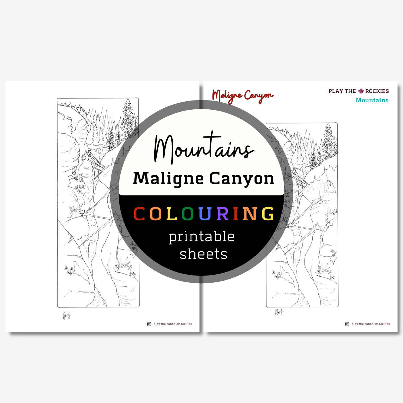 Set of 13 Mountains Colouring Sheets ⌲ Printable